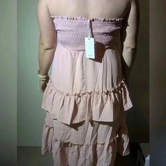 Grace Karin Womens pink Two Way Boho Ruffle Tiered Tube Top Dress - Picture 4 of 4